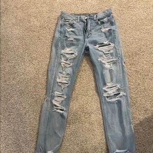 American Eagle Outfitters Ripped Light Blue Boyfriend Jeans